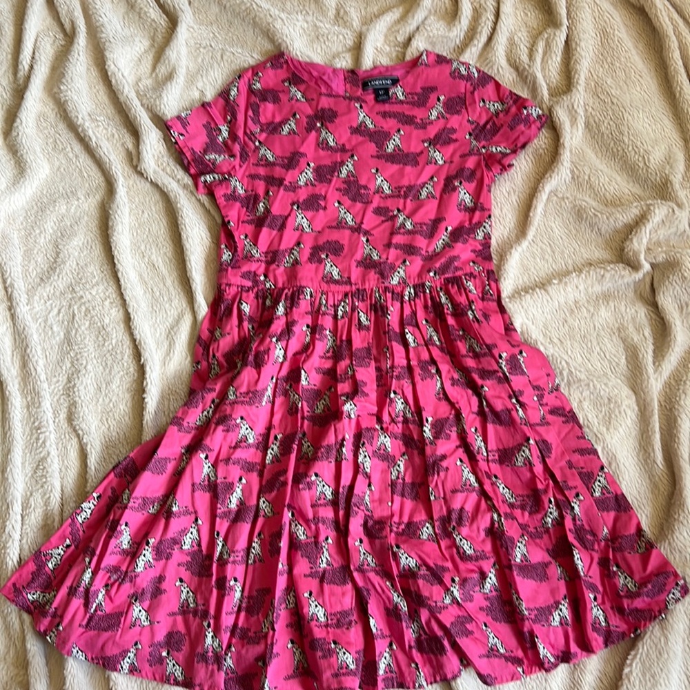 Lands End pink Dalmatian dress size 12+